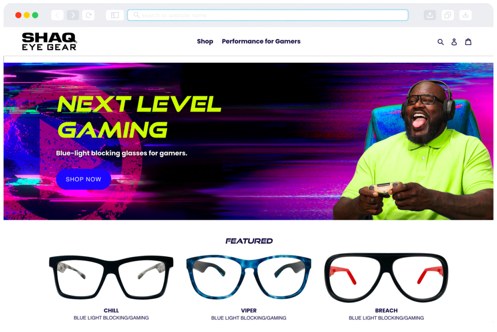 Shaq Eye Gear Website Homepage Design Shaq Eye Gear Website Homepage Design