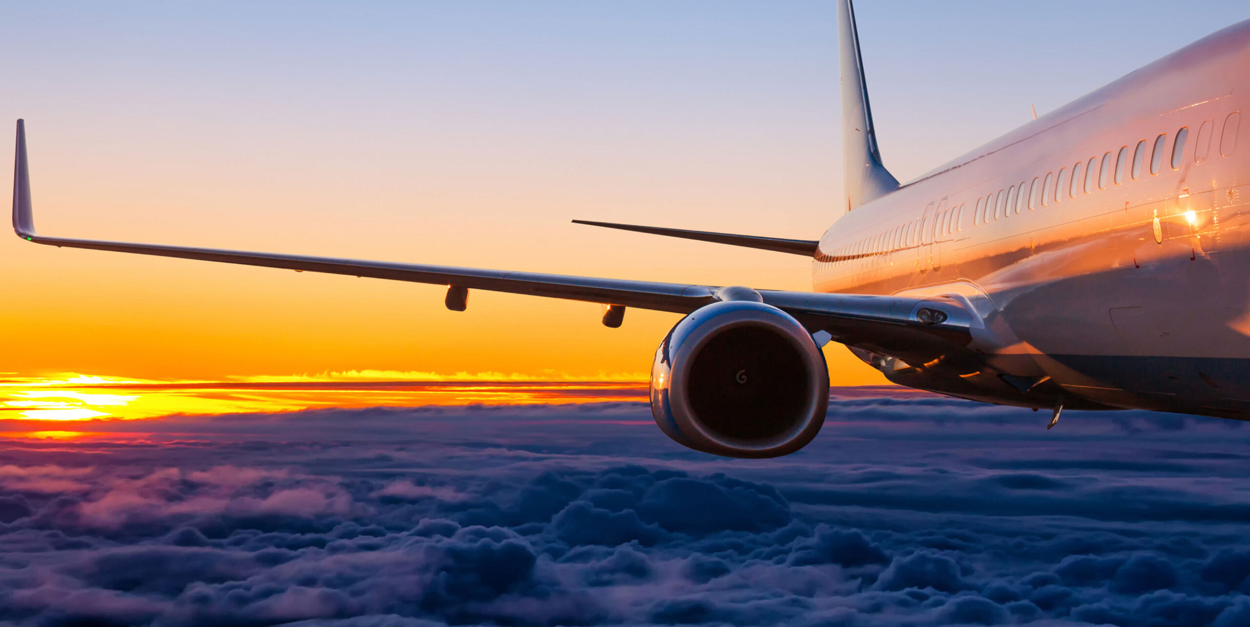 Sunset plane take-off